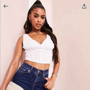 White wrap front corset cropped top